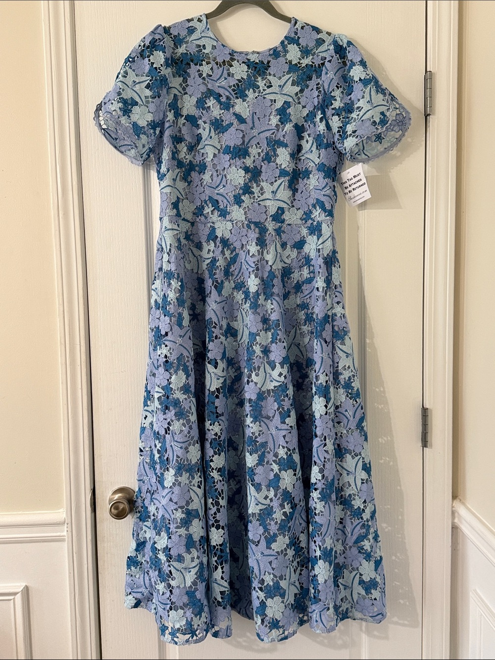 NWT Shoshanna Midnight Preston Blue Floral Lace Style Dress Size 12